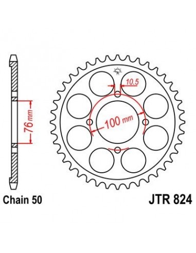 Corona JT 824 de acero con 46 dientes