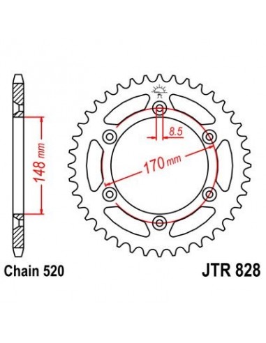 Corona JT 828 de acero con 42 dientes