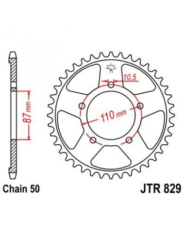 Corona JT 829 de acero con 42 dientes