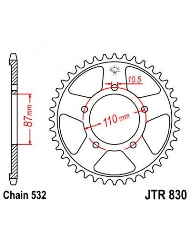 Corona JT 830 de acero con 46 dientes