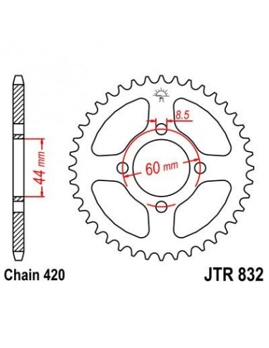 Corona JT 832 de acero con 38 dientes