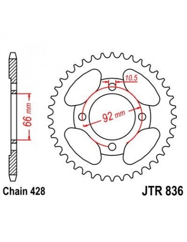 Corona JT 836 de acero con 39 dientes