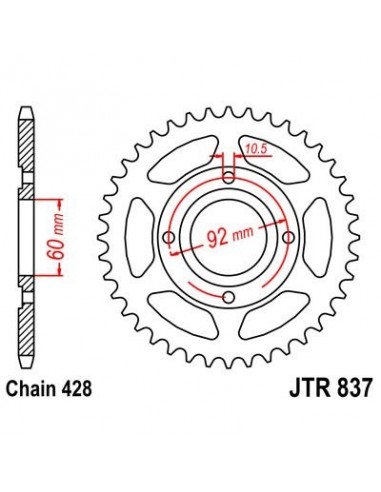 Corona JT 837 de acero con 39 dientes