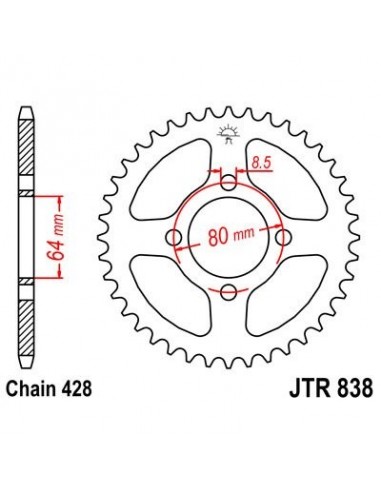 Corona JT 838 de acero con 36 dientes