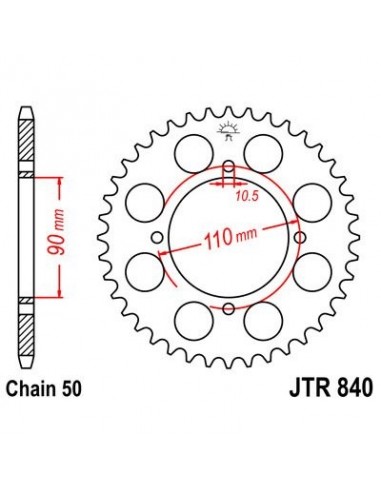 Corona JT 840 de acero con 38 dientes