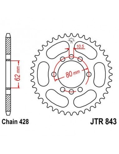 Corona JT 843 de acero con 48 dientes