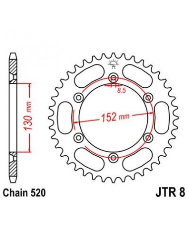 Corona JT 8 de acero con 51 dientes