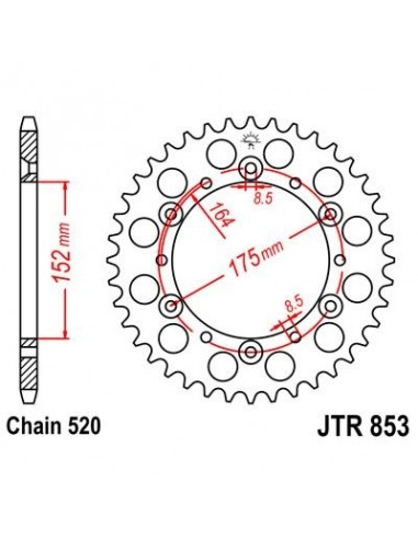 Corona JT 853 de acero con 40 dientes