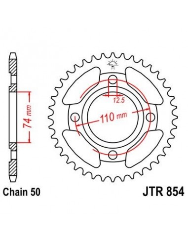 Corona JT 854 de acero con 36 dientes