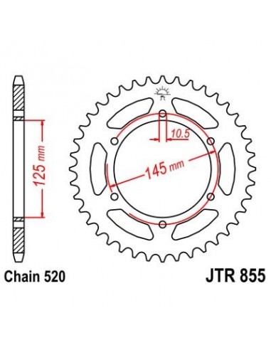 Corona JT 855 de acero con 45 dientes