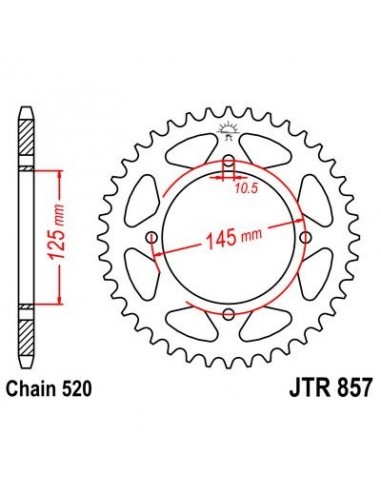 Corona JT 857 de acero con 39 dientes