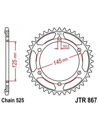 Corona JT 867 de acero con 42 dientes