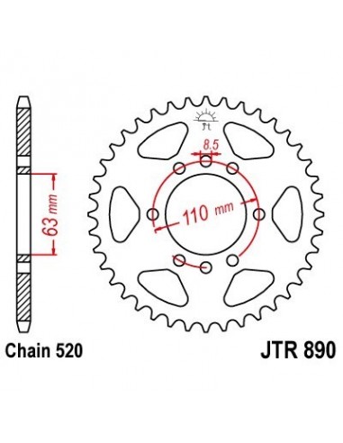 Corona JT 890 de zinc negro con 42 dientes