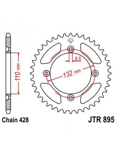 Corona JT 895 de acero con 46 dientes