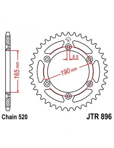 Corona JT 896 de acero con 45 dientes