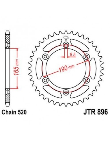 Corona JT 896 de acero con 50 dientes