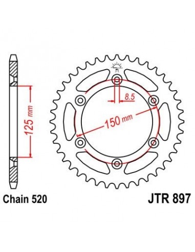 Corona JT 897 de acero con 38 dientes
