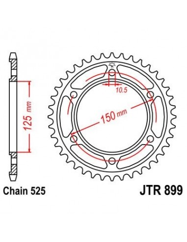 Corona JT 899 de acero con 42 dientes
