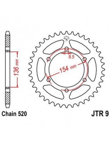 Corona JT 9 de acero con 47 dientes
