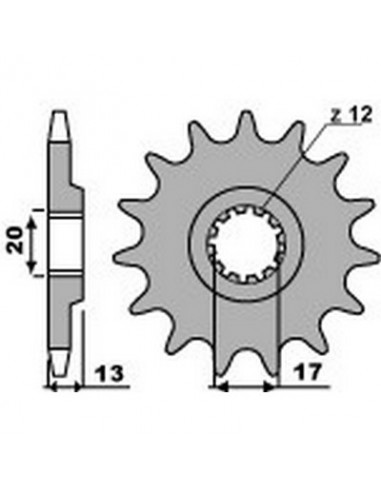 Piñón PBR acero 13 dientes para cadena paso 520 TM 125 MX