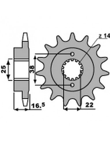 Piñón PBR  15 dientes acero standard paso 525 tipo 2205