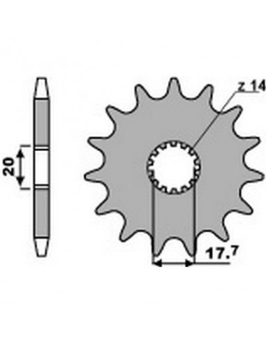 Piñón PBR  20 dientes acero standard paso 428 tipo 577