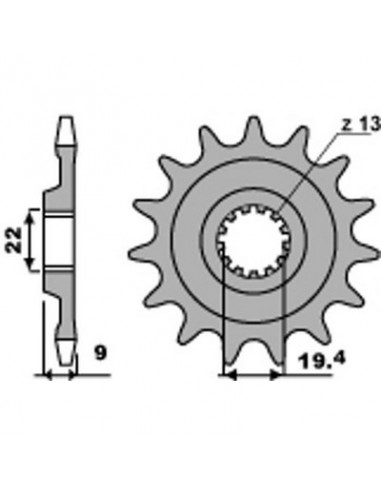 Piñón PBR 13 dientes acero standard paso 520 tipo 2259 Suzuki RMZ250