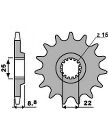 Piñón PBR 15 dientes cadena paso 520 KTM EXC125