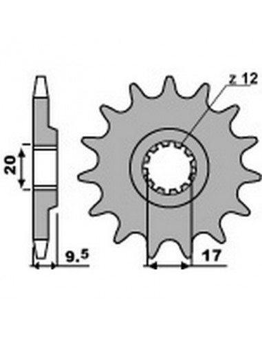 Piñón PBR 12 dientes para cadena paso 428 KTM 50 EXC