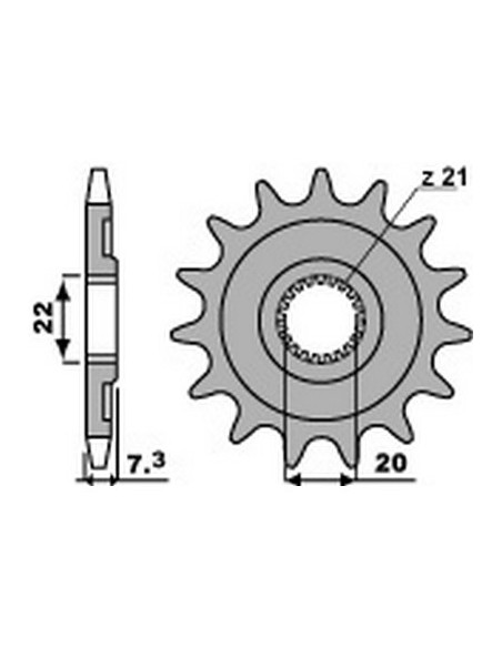 Piñón PBR 13 dientes para cadena paso 520 Honda CR125R