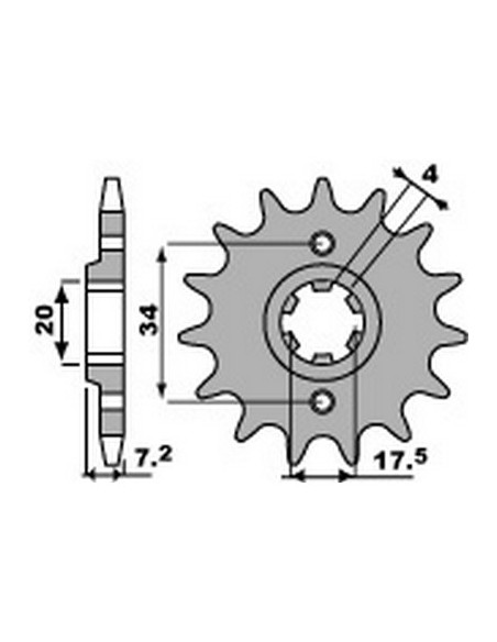 Piñón PBR 13 dientes para cadena paso 520 Honda CR125R