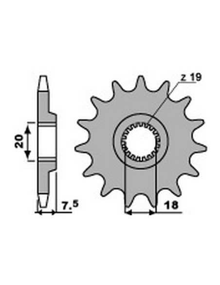 Piñón PBR 13 dientes para cadena paso 520 Honda CR125R