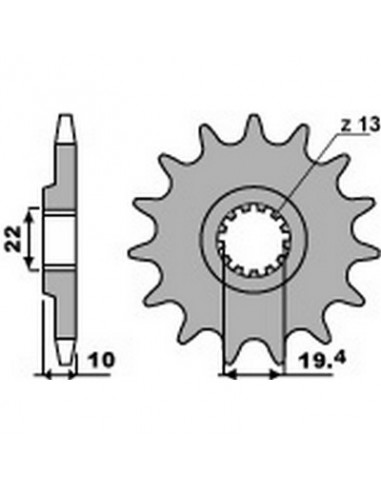 Piñón PBR 13 dientes para cadena paso 520 Suzuki RM250