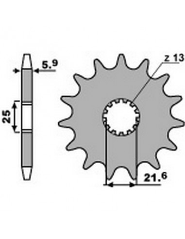 Piñón PBR 13 dientes para cadena paso 520 Kawasaki KX250