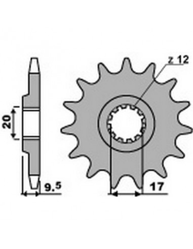 Piñón PBR 12 dientes para cadena paso 420 KTM SX60-65