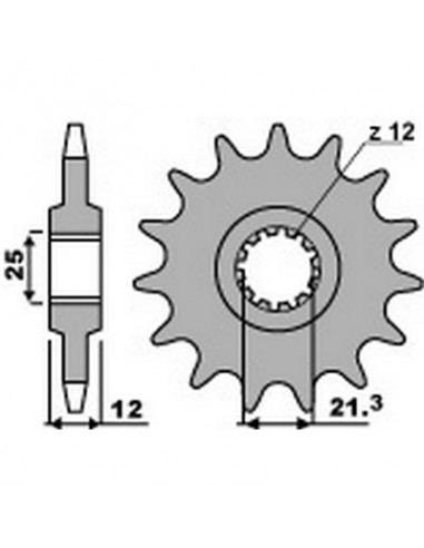 Piñón PBR 12 dientes para cadena paso 520 Husqvarna WR240/W R250