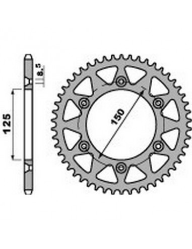 Corona PBR 48 dientes aluminio paso 520 KTM SX125/250