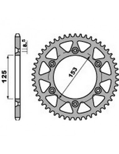 Corona PBR 52 dientes aluminio paso 520 K Honda CR125R