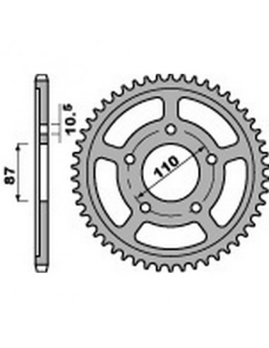 Corona PBR acero 39 dientes paso 530 Suzuki GS500 (bicilíndrica)