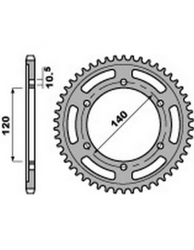 Corona PBR acero 42 dientes paso 530 Kawasaki VN800 Vulcan A3, A11