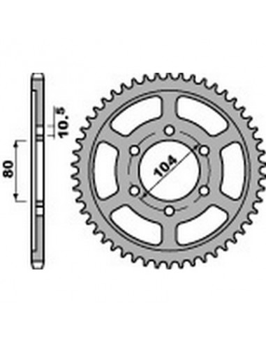 Corona PBR acero 42 dientes paso 525 Kawasaki ZX7-RR (ZX750R1, R2)