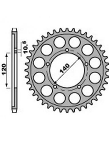 Corona PBR acero 44 dientes paso 530 Triumph 955I Daytona