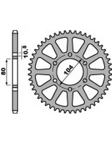 Corona PBR acero 38 dientes paso 520 Kawasaki ZX550A 1/6