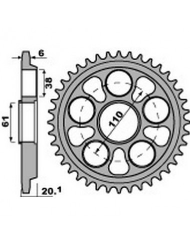 Corona PBR acero 41 dientes paso 520 MV 750 Brutale