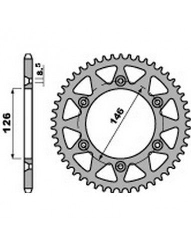 Corona PBR acero 48 dientes paso 520 Suzuki RM-Z250