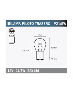 Caja de 10 lámparas BILUX 12V 21/5W